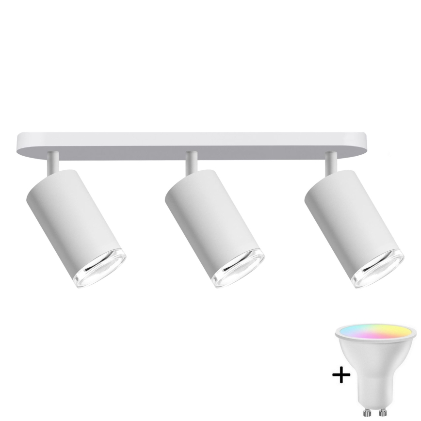 LED RGBW dæmpbar badeværelses-spot TURYN 3xGU10/6,5W/230V 2700-6500K Wi-Fi IP44 hvid