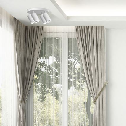 LED RGBW dæmpbart badeværelses-spot TURYN 4xGU10/4,8W/230V 3000K IP44 hvid + fjernbetjening