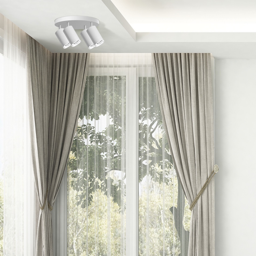 LED RGBW dæmpbart badeværelses-spot TURYN 4xGU10/4,8W/230V 3000K IP44 hvid + fjernbetjening