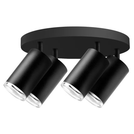 LED RGBW dæmpbar badeværelses-spotlampe TURYN 4xGU10/4,8W/230V 3000K IP44 sort + fjernbetjening