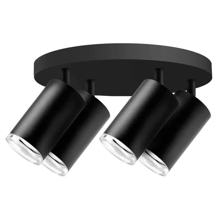 LED RGBW dæmpbar badeværelses-spotlampe TURYN 4xGU10/4,8W/230V 3000K IP44 sort + fjernbetjening