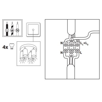 LED RGBW dæmpbar badeværelses-spotlampe TURYN 4xGU10/4,8W/230V 3000K IP44 sort + fjernbetjening