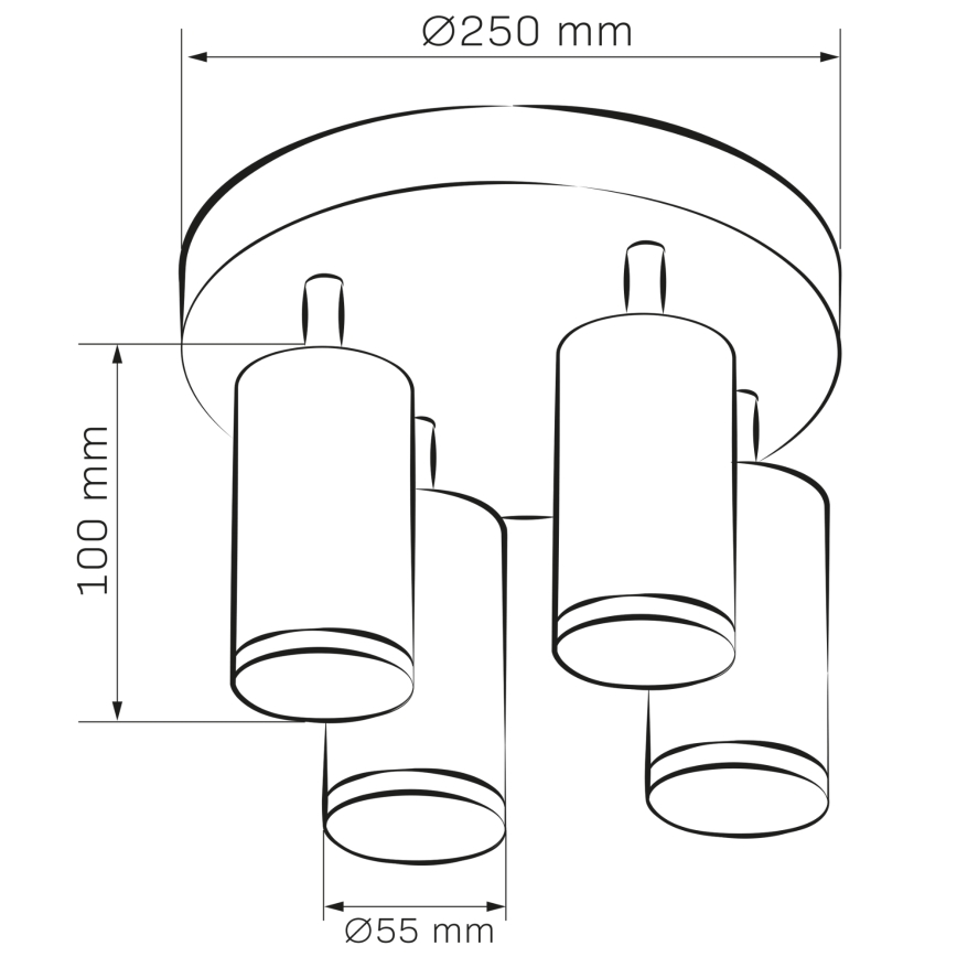 LED RGBW dæmpbar badeværelses-spotlampe TURYN 4xGU10/6W/230V 3000K IP44 sort + fjernbetjening