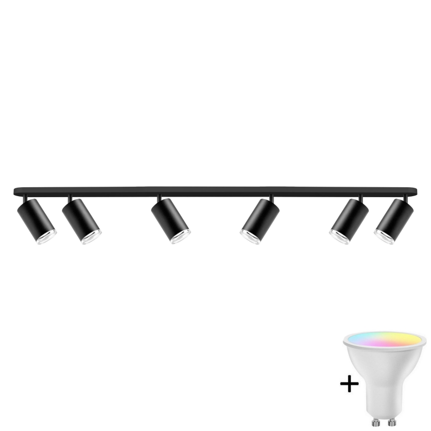 LED RGBW dæmpbar badeværelses-spot TURYN 6xGU10/6,5W/230V 2700-6500K Wi-Fi IP44 sort