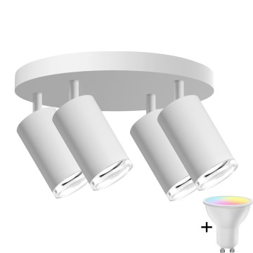 LED RGBW Dæmpbar Badeværelses Spotlys TURYN 4xGU10/6,5W/230V 2700-6500K Wi-Fi IP44 Hvid