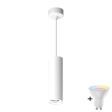 LED RGBW dæmpbar badeværelsespendel på wire TURYN 1xGU10/6W/230V 3000K Wi-Fi IP44 hvid
