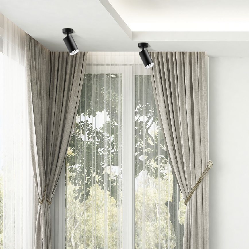 LED RGBW dæmpbar badeværelses spot TURYN 1xGU10/6W/230V 3000K IP44 sort + fjernbetjening