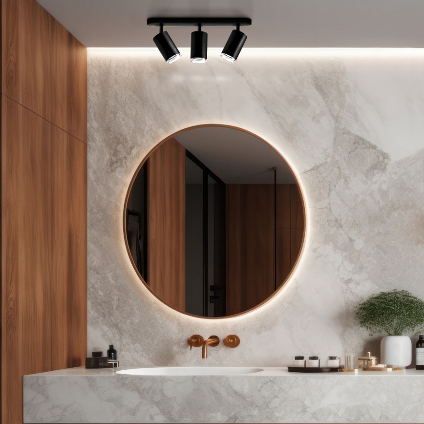 Dæmpbar LED RGBW badeværelsesspot TURYN 3xGU10/6W/230V 3000K Wi-Fi IP44 sort