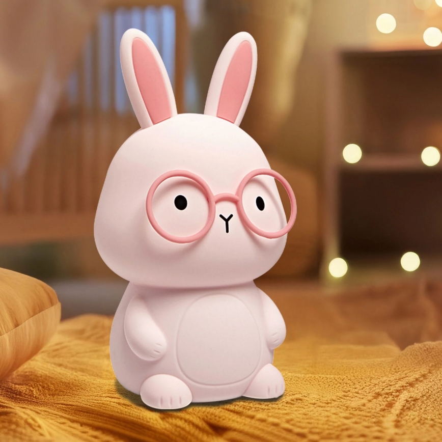 LED RGBW Dæmpbar Børne Touch Lampe FLORKA LED/1W/5V USB 1200 mAh Kanin Lyserød