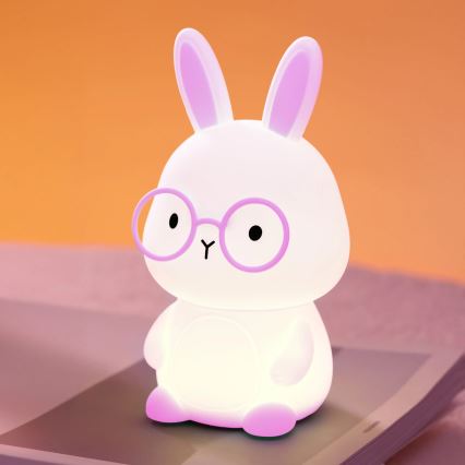 LED RGBW Dæmpbar Børne Touch Lampe FLORKA LED/1W/5V USB 1200 mAh Kanin Lyserød
