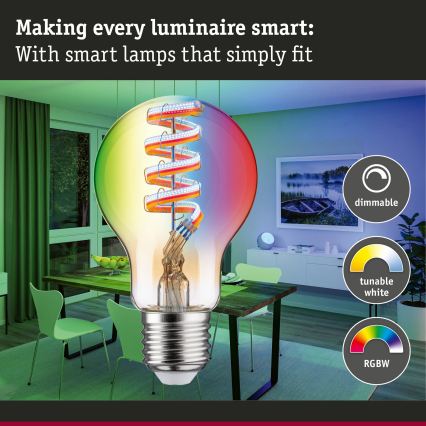 LED RGBW Dæmpbar Filamentpære E27/6,3W/230V 2200-6500K - Paulmann 29156