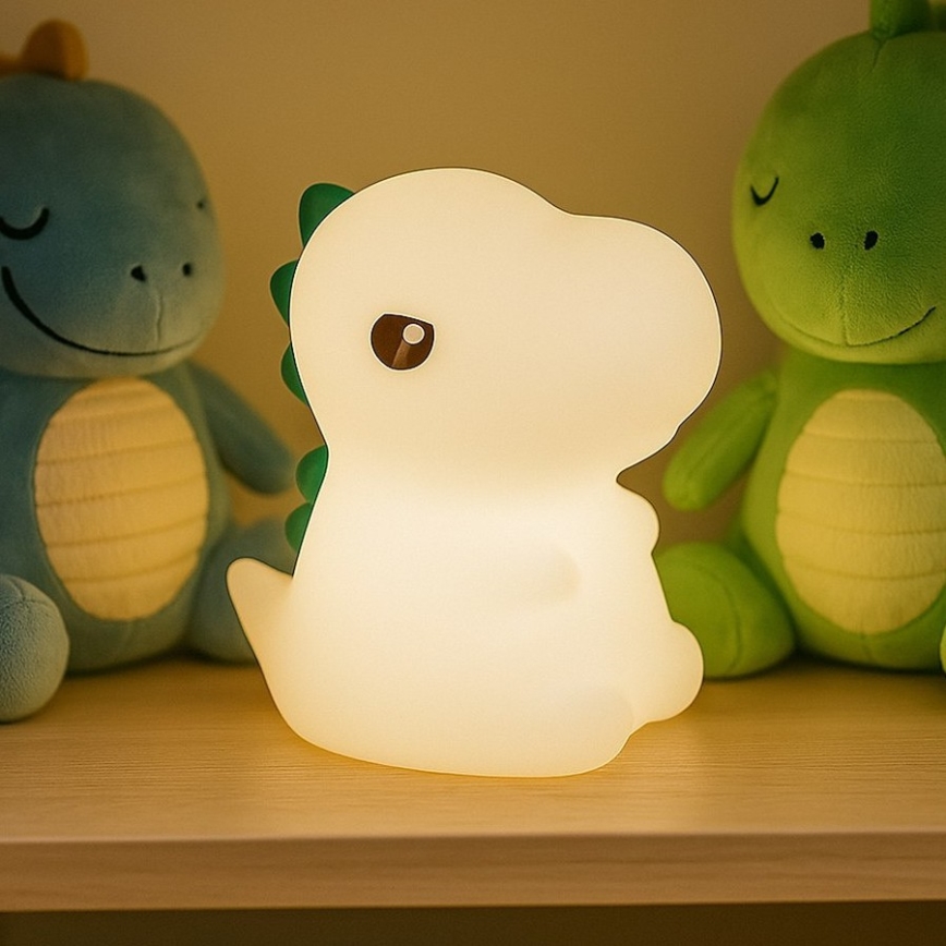 LED RGBW dæmpbar genopladelig berøringsaktiveret børnenes natlampe DINO LED/1W/5V 1200 mAh