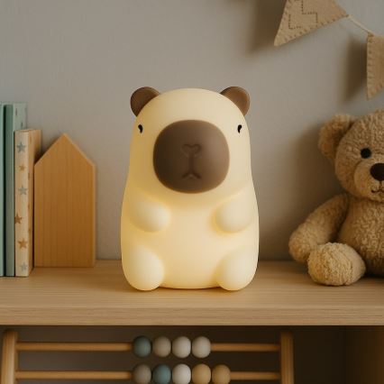 LED RGBW, dæmpbar, genopladelig berøringsbetjent natlampe til børn KAPYBARA LED/0,45W/5V 800 mAh