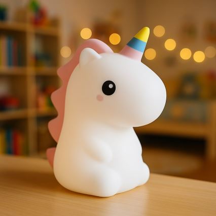 LED RGBW dæmpbar, genopladelig, berøringsbetjent natlampe til børn UNICORN LED/1W/5V 1200 mAh