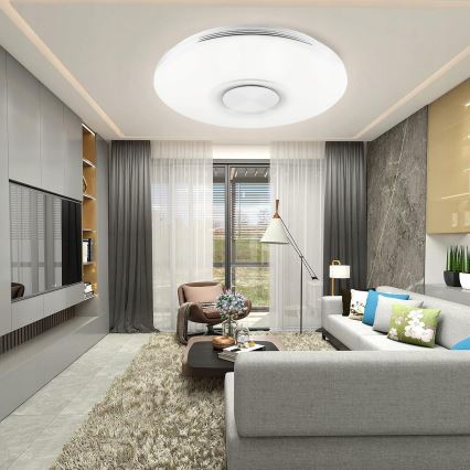 Dæmpbar LED RGBW-loftlampe med indbygget højttaler LED/60W/230V 3000-6000K Ø 40 cm hvid + fjernbetjening