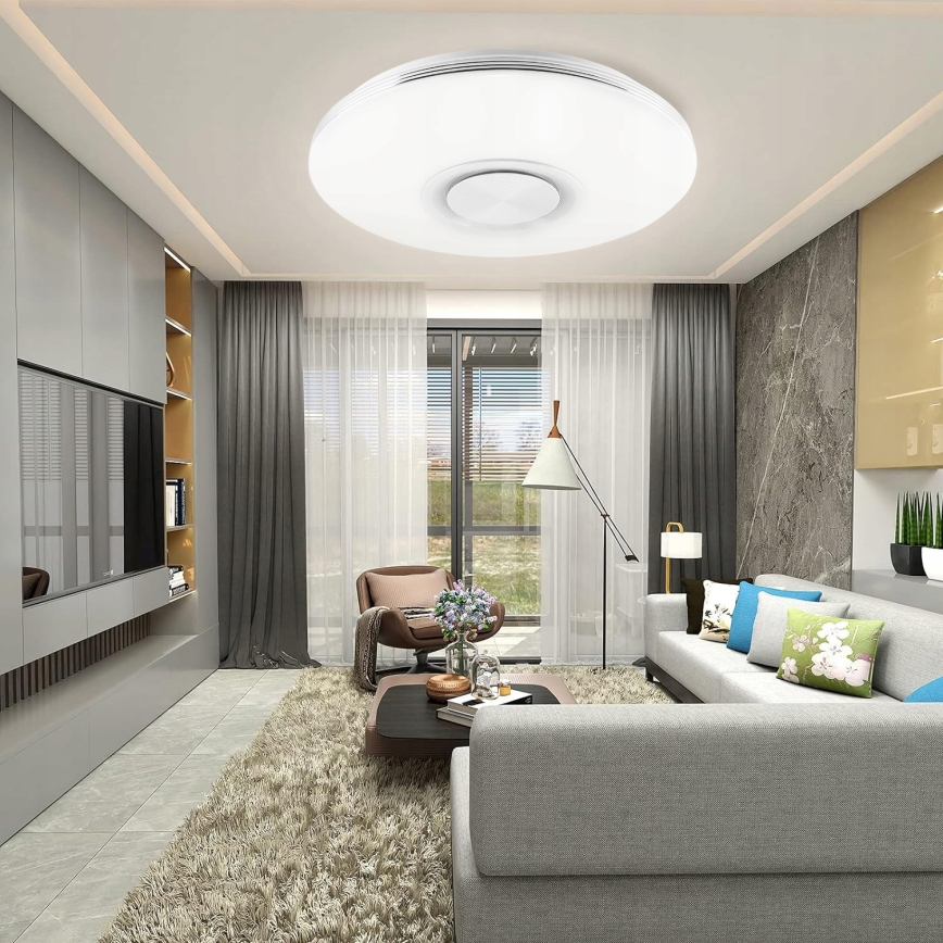 Dæmpbar LED RGBW-loftlampe med indbygget højttaler LED/60W/230V 3000-6000K Ø 40 cm hvid + fjernbetjening