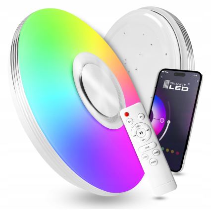 Dæmpbar LED RGBW-loftlampe med indbygget højttaler LED/60W/230V 3000-6000K Ø 40 cm hvid + fjernbetjening