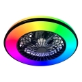 LED RGBW dæmpbar loftlampe med ventilator VENTELUX LED/48W/230V 3000/4000/6500K Ø 48,5 cm sort + fjernbetjening