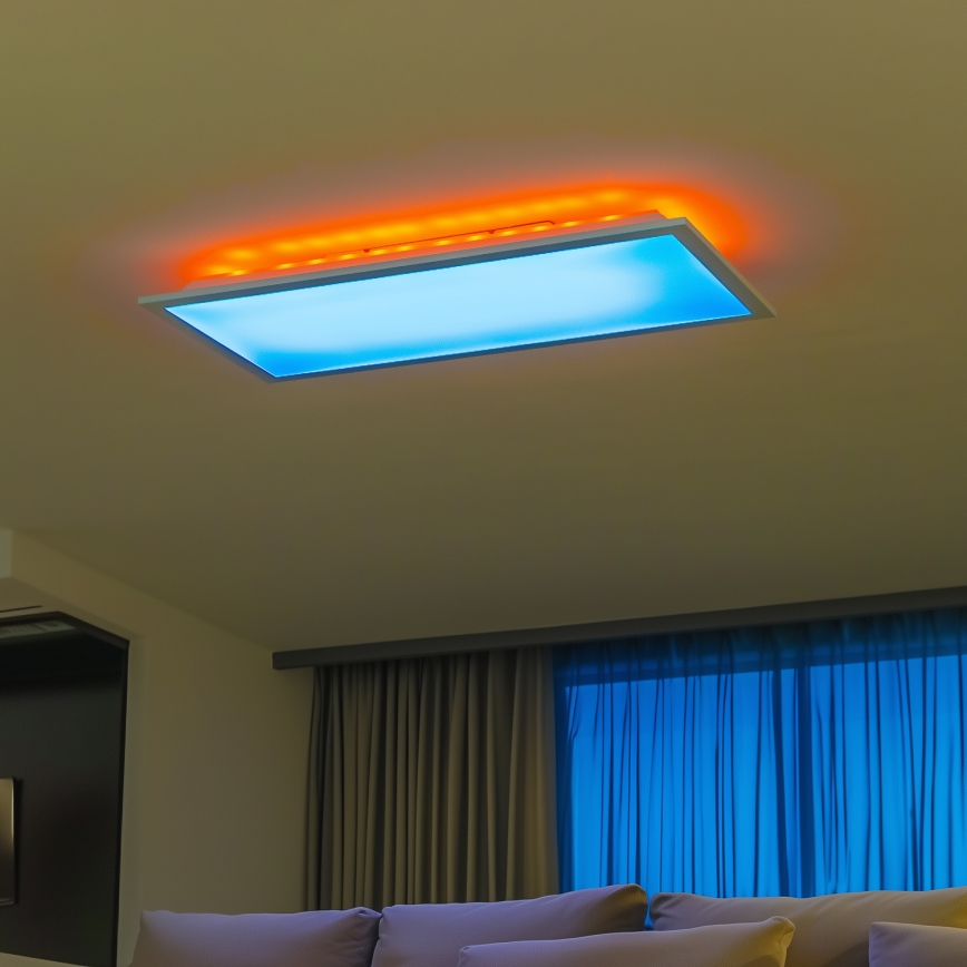LED RGBW dæmpbart overflademonteret LED-panel/22W/230V 2700-6500K 29,5x59,5 cm + fjernbetjening