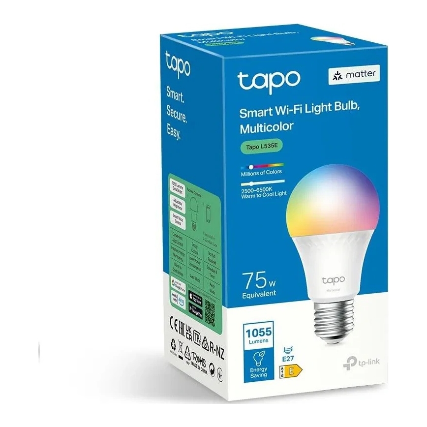 LED RGBW Dæmpbar pære A60 E27/8,6W/230V 2500-6500K Wi-Fi - TP-Link