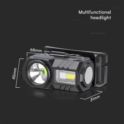 LED RGBW Dæmpbar rechargeable headlamp USB LED/3W/5V IP43 190 lm 24 h