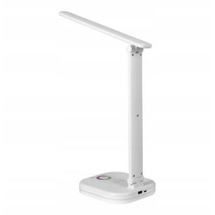 LED RGBW dæmpbar skrivebordslampe med trådløs opladning LED/7W/5V USB hvid