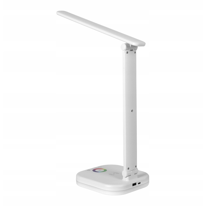 LED RGBW dæmpbar skrivebordslampe med trådløs opladning LED/7W/5V USB hvid