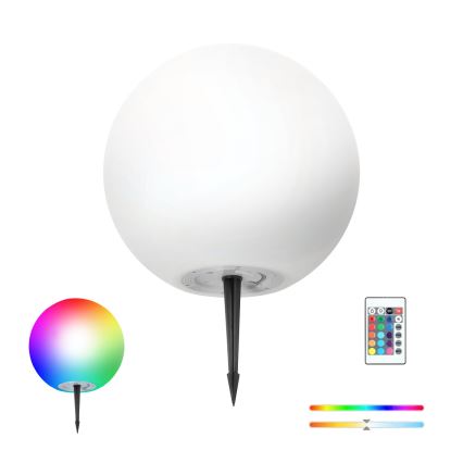LED RGBW dæmpbar solcellelampe GARDEN BALL LED/5W/3,7V 3000K IP54 2200 mAh Ø 30 cm + fjernbetjening