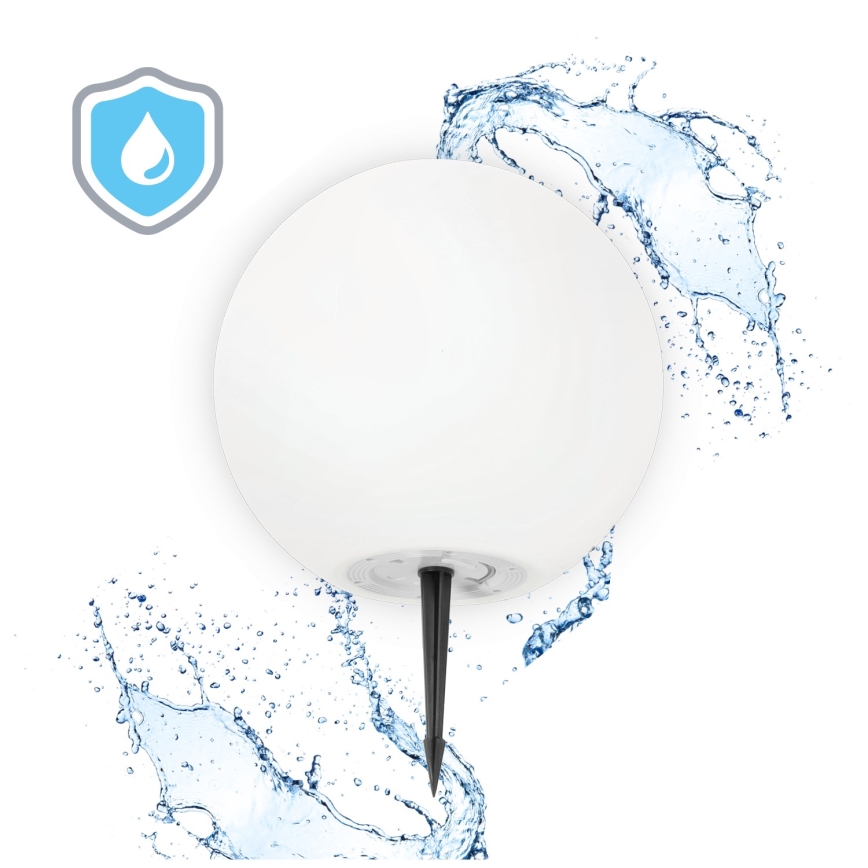 LED RGBW Dæmpbar solcellelampe GARDEN BALL LED/5W/3,7V 3000K IP54 2200 mAh Ø 40 cm + fjernbetjening