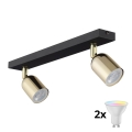 LED RGBW dæmpbar spot TOP 2xGU10/6,5W/230V 2700-6500K sort/guld