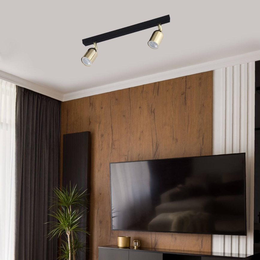 LED RGBW dæmpbar spot TOP 2xGU10/6,5W/230V 2700-6500K sort/guld