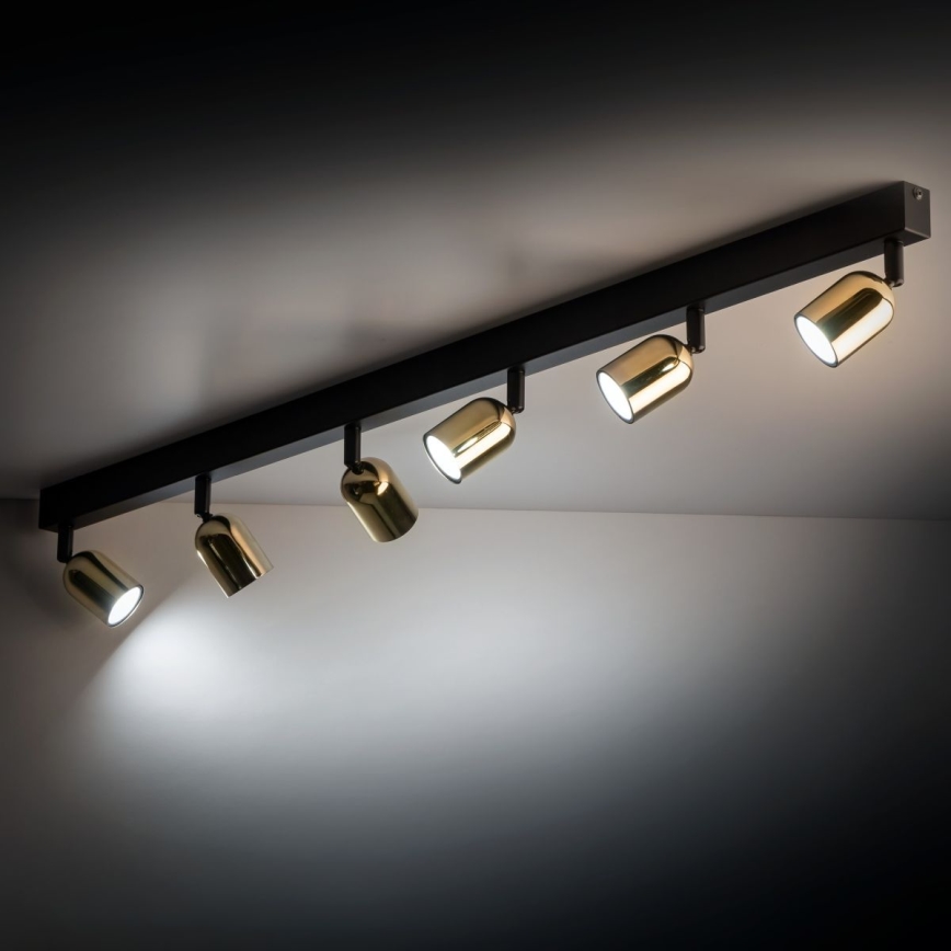 LED RGBW Dæmpbar spotarmatur TOP 6xGU10/6,5W/230V 2700-6500K sort/guld