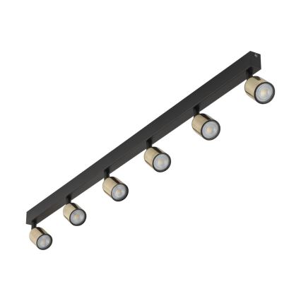 LED RGBW Dæmpbar spotarmatur TOP 6xGU10/6,5W/230V 2700-6500K sort/guld