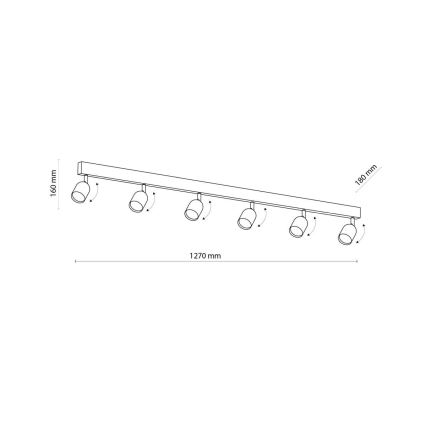 LED RGBW Dæmpbar spotarmatur TOP 6xGU10/6,5W/230V 2700-6500K sort/guld