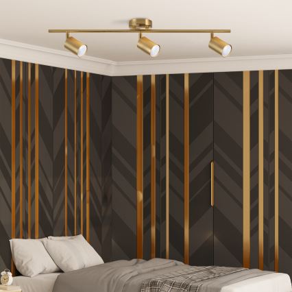 LED RGBW dæmpbar spotarmatur GOLDIE 3xGU10/4,8W/230V 3000K guld + fjernbetjening