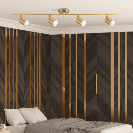 LED RGBW dæmpbar spotlampe GOLDIE 4x GU10/4,8 W/230 V 3000 K guld + fjernbetjening