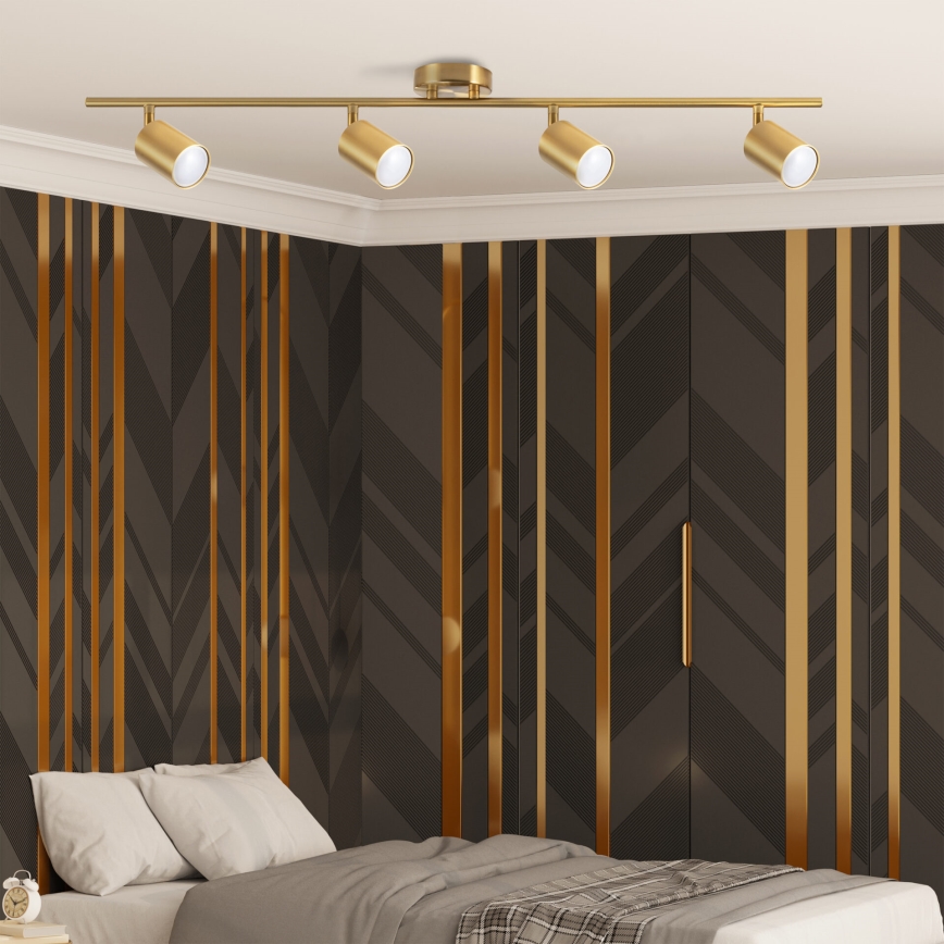 LED RGBW dæmpbar spotlampe GOLDIE 4x GU10/4,8 W/230 V 3000 K guld + fjernbetjening