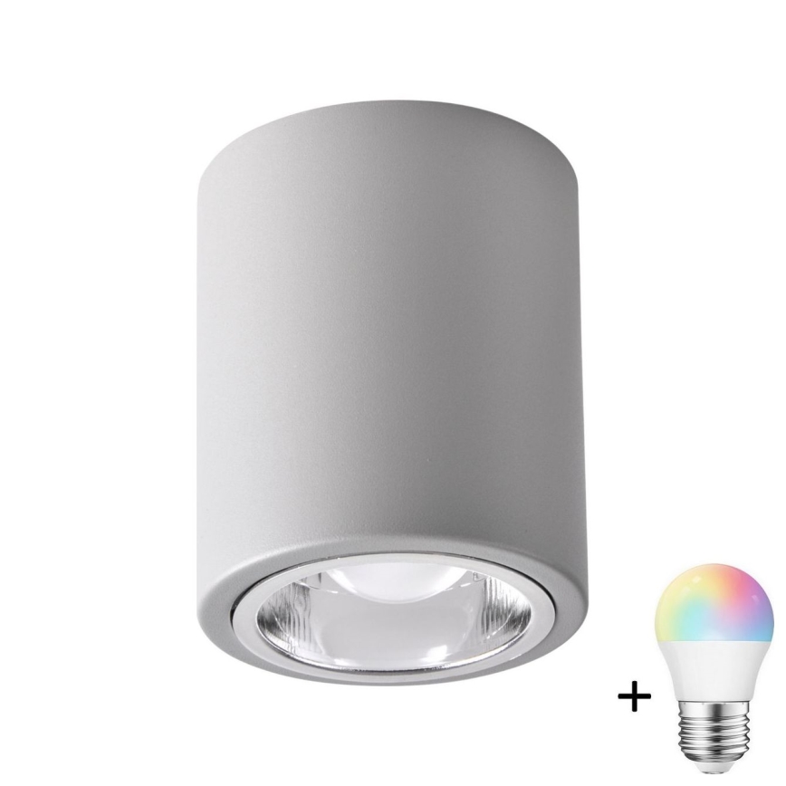 LED RGBW dæmpbar spotlampe JUPITER 1xE27/6,5W/230V 2700-6500K Wi-Fi Ø 9,8 cm grå