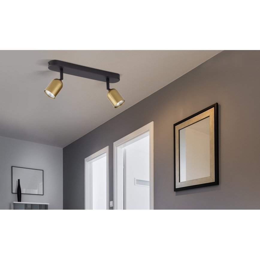 LED RGBW dæmpbar spotlampe TOP 2xGU10/6,5W/230V 2700-6500K guld/sort