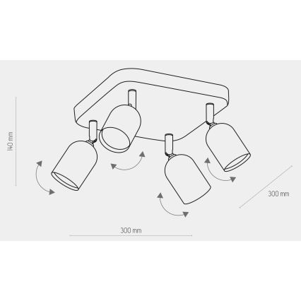 LED RGBW dæmpbar spotlampe TOP 4xGU10/6,5W/230V 2700-6500K guld/sort