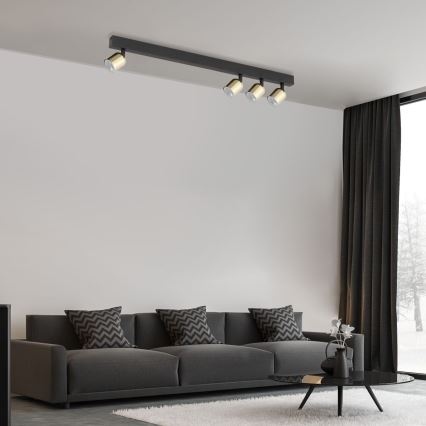 LED RGBW Dæmpbar spotlampe TOP 4xGU10/6,5W/230V 2700-6500K sort/guld