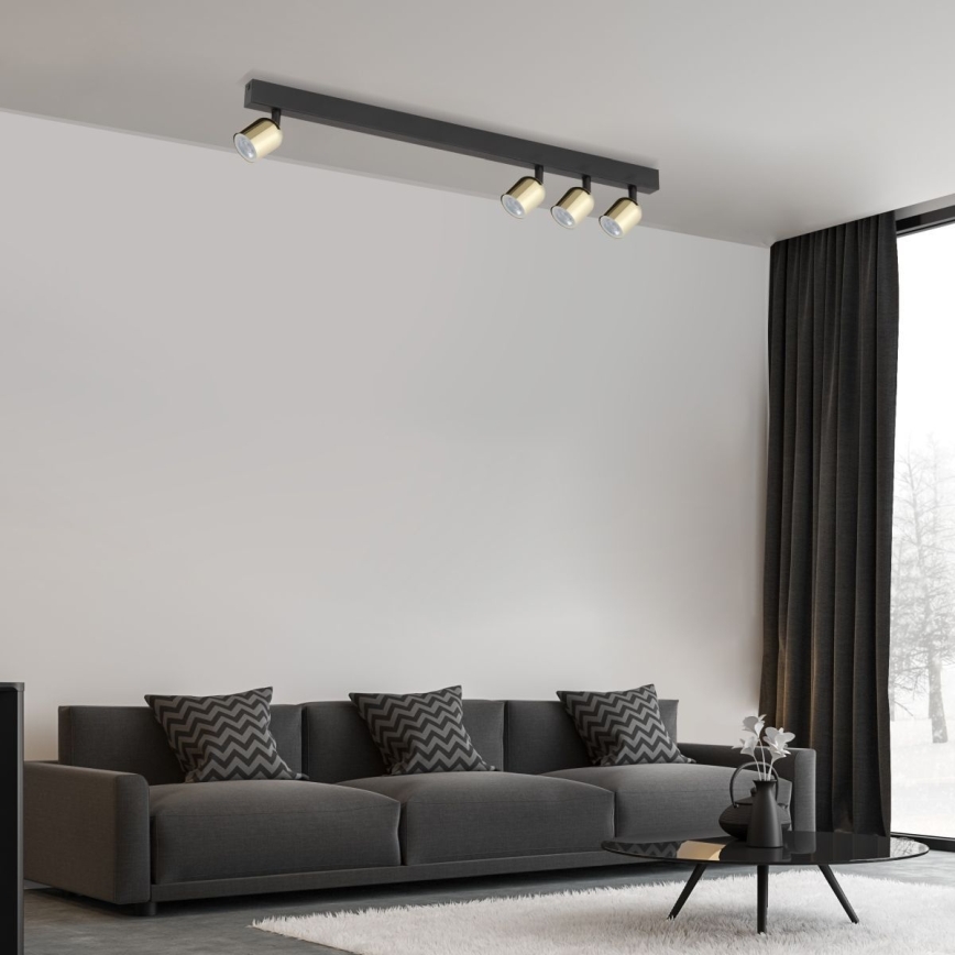 LED RGBW Dæmpbar spotlampe TOP 4xGU10/6,5W/230V 2700-6500K sort/guld