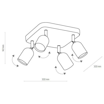 LED RGBW dæmpbar spotsarmatur TOP 4xGU10/6,5W/230V 2700-6500K sort