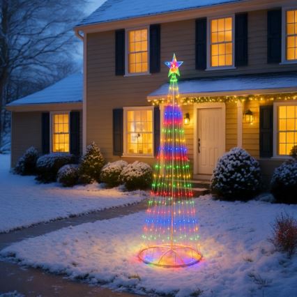 LED RGBW dæmpbar udendørs juledekoration LED/4W/230V 180 cm IP44 juletræ + fjernbetjening