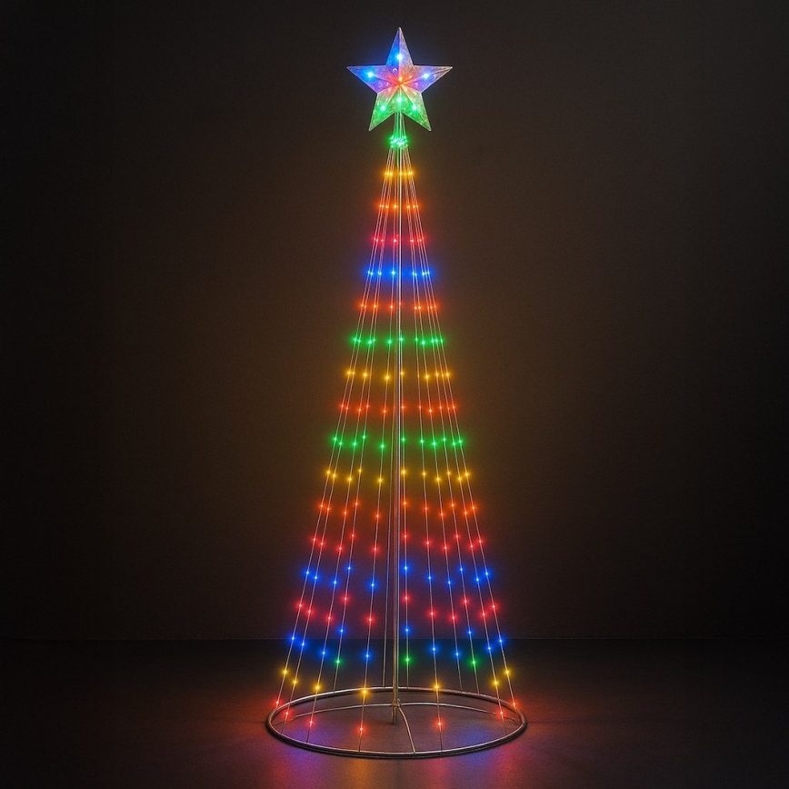 LED RGBW dæmpbar udendørs juledekoration LED/4W/230V 180 cm IP44 juletræ + fjernbetjening