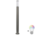 LED RGBW dæmpbar udendørs lampe LIVIA 1xE27/6,5W/230V 2700-6500K Wi-Fi 100 cm IP44 sølv