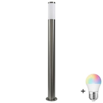 LED RGBW dæmpbar udendørs lampe LIVIA 1xE27/6,5W/230V 2700-6500K Wi-Fi 100 cm IP44 sølv