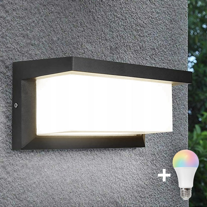 LED RGBW dæmpbar udendørs væglampe NEELY 1xE27/9W/230V 2700-6500K IP54 Wi-Fi antracit