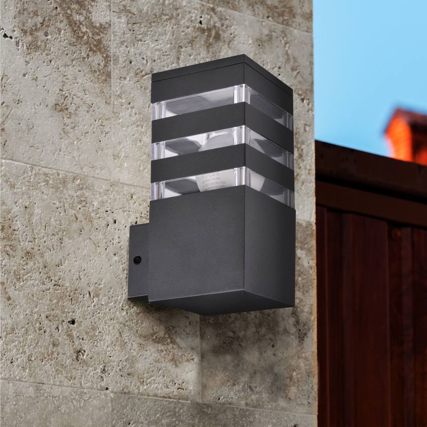 LED RGBW, dæmpbar udendørs væglampe TEKSAS 1xE27/9W/230V 2700–6500K Wi‑Fi IP44 antracit