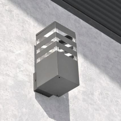 LED RGBW, dæmpbar udendørs væglampe TEKSAS 1xE27/9W/230V 2700–6500K Wi‑Fi IP44 antracit